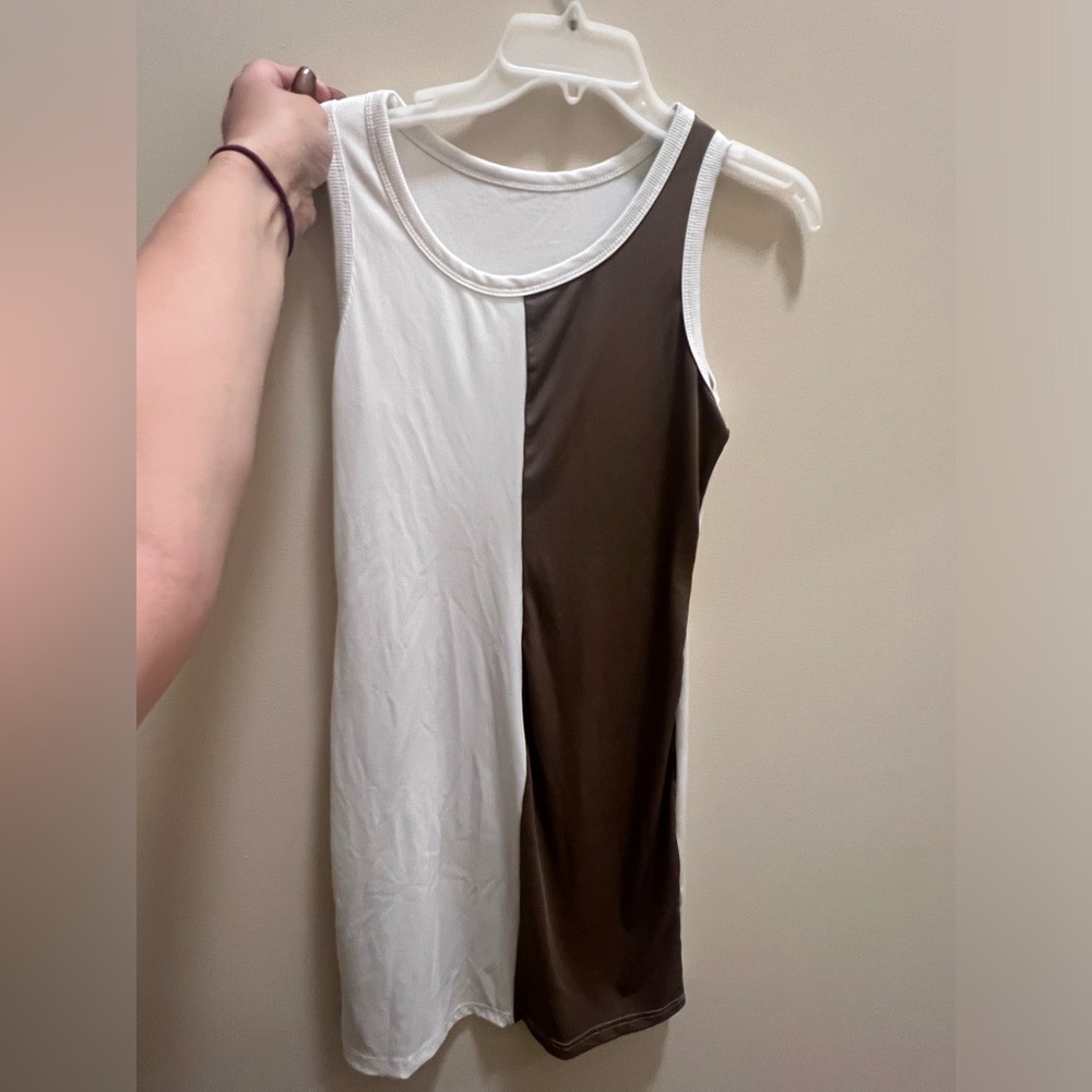 Brown & white body con dress